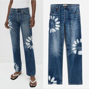 Madewell The Dean Easy Straight Leg JEANS Size 25 Blue Shibori Wash NEW $168